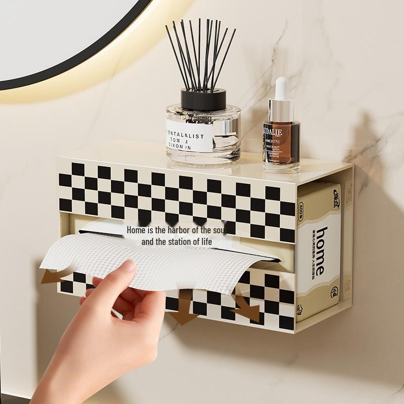 Luxurious Wall-Mounted Toilet Tissue Box: Punch-Free, Plastic Design for Home