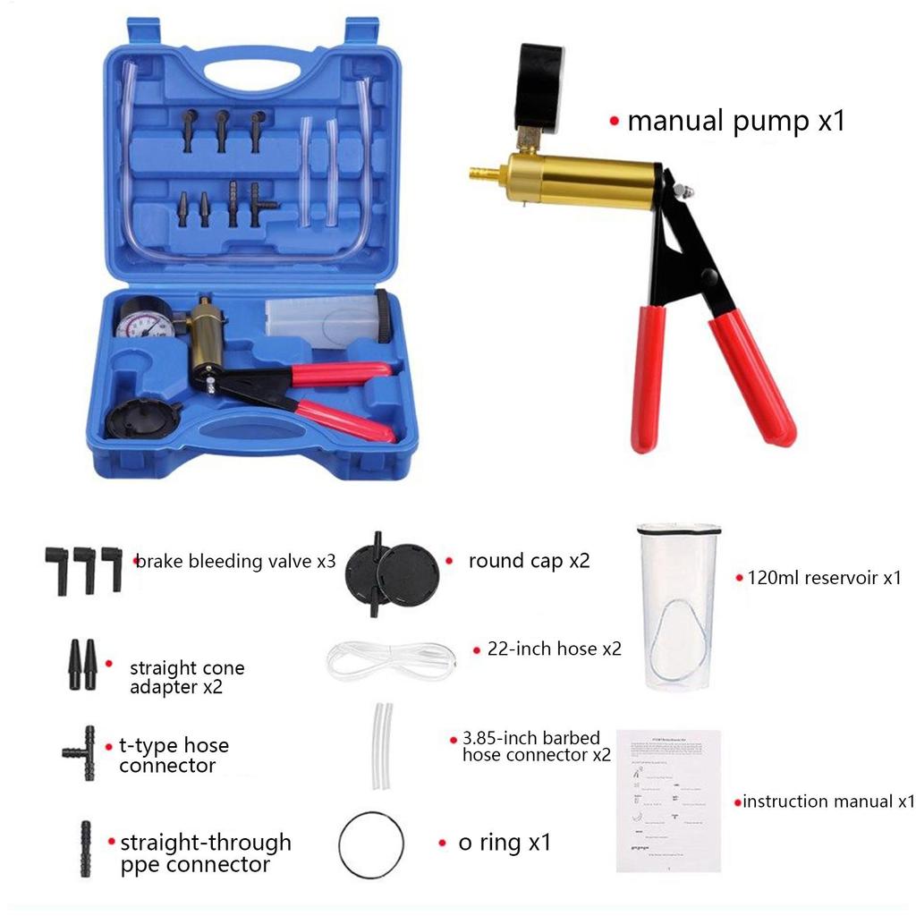 Hand Vacuum Pump Manual Handheld Portable Universal Repair Tool Motorcycle Brake Bleeder Kit for Car System Fluid Pressure Check
