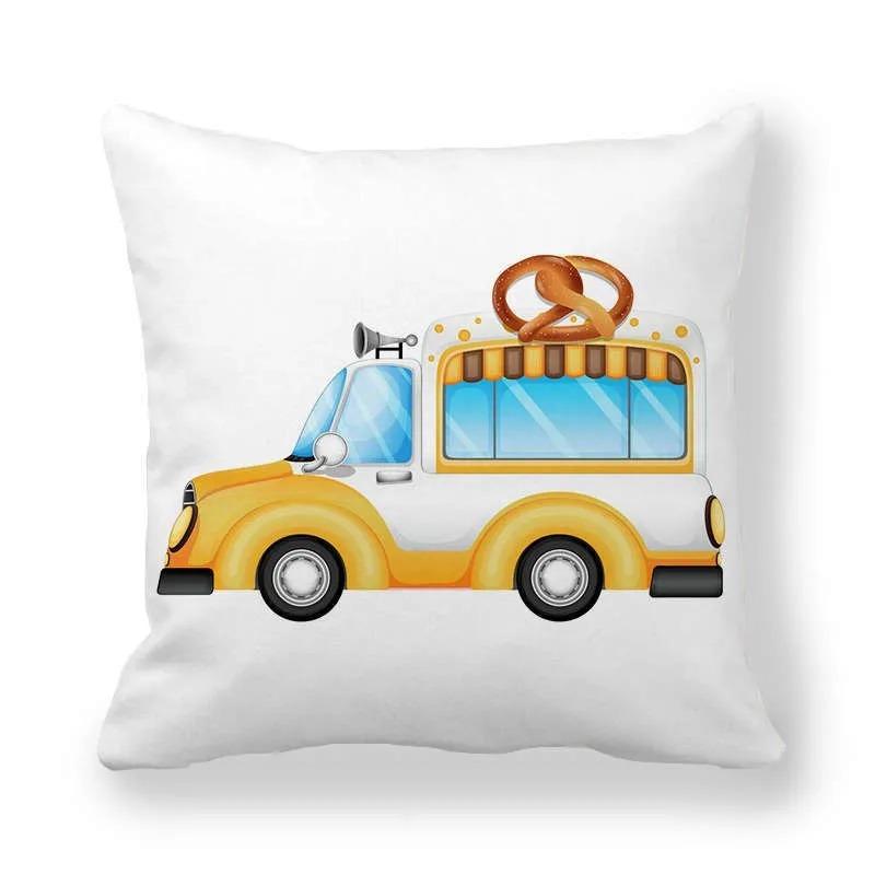 Cartoon Food Car Print Pillowcase Living Room Office Home Pillowcase Car Ornaments