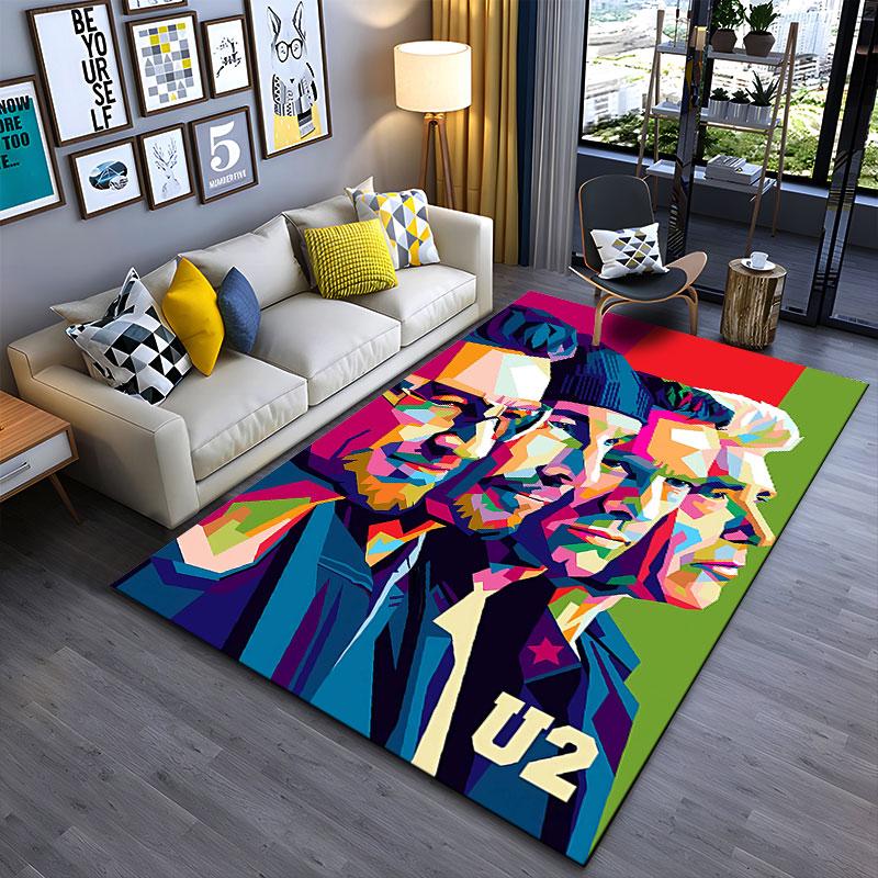 Colorful Abstract U2 Portrait Suitable As a Non-slip Mat for the Living Room or Bedroom Sofa