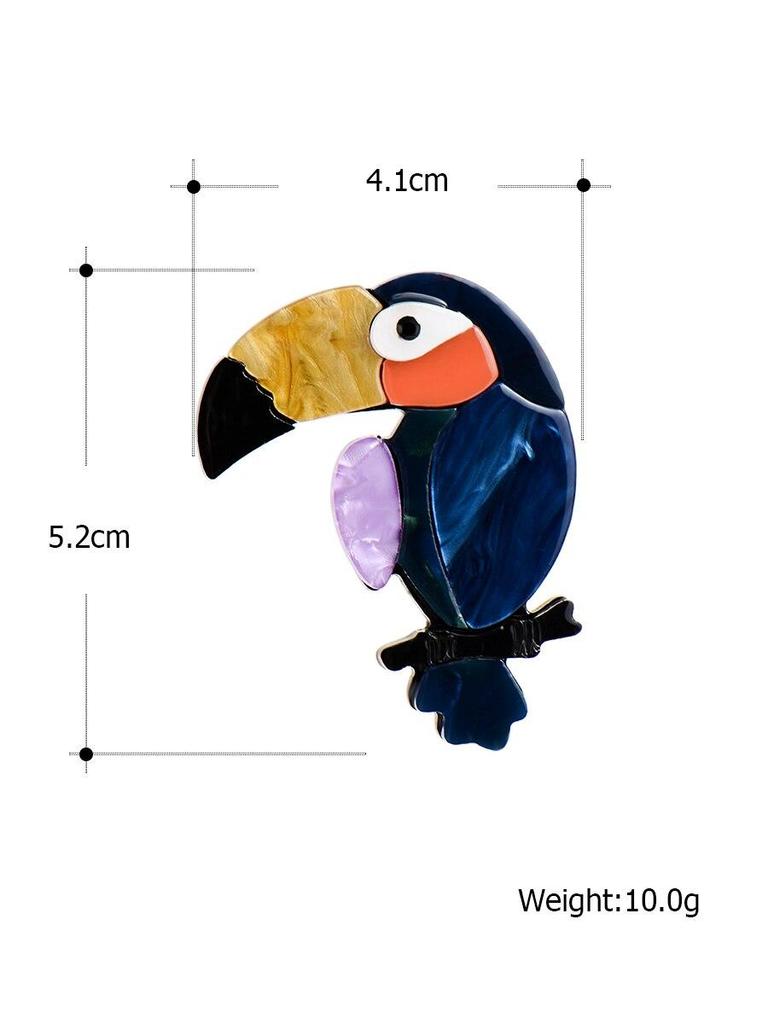 Blucome New Arrival Acrylic Animal Brooch Cartoon Parrot Brooch for Women Children Dress Hat Hijab Pins