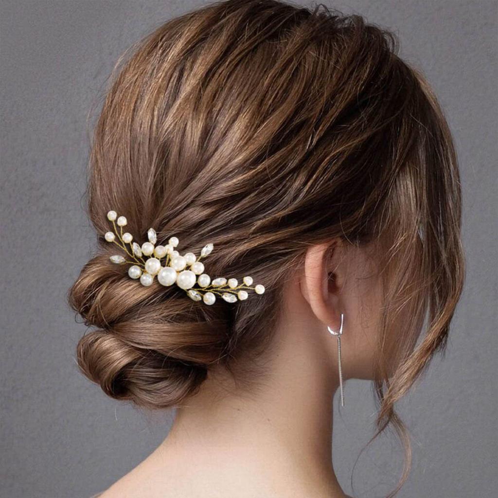 Elegant Women's Hairpin Gold Silver Leaf Pearl Hair Comb Korean Style Jewelry Wedding Hair Accessories For Girls New Year Gifts