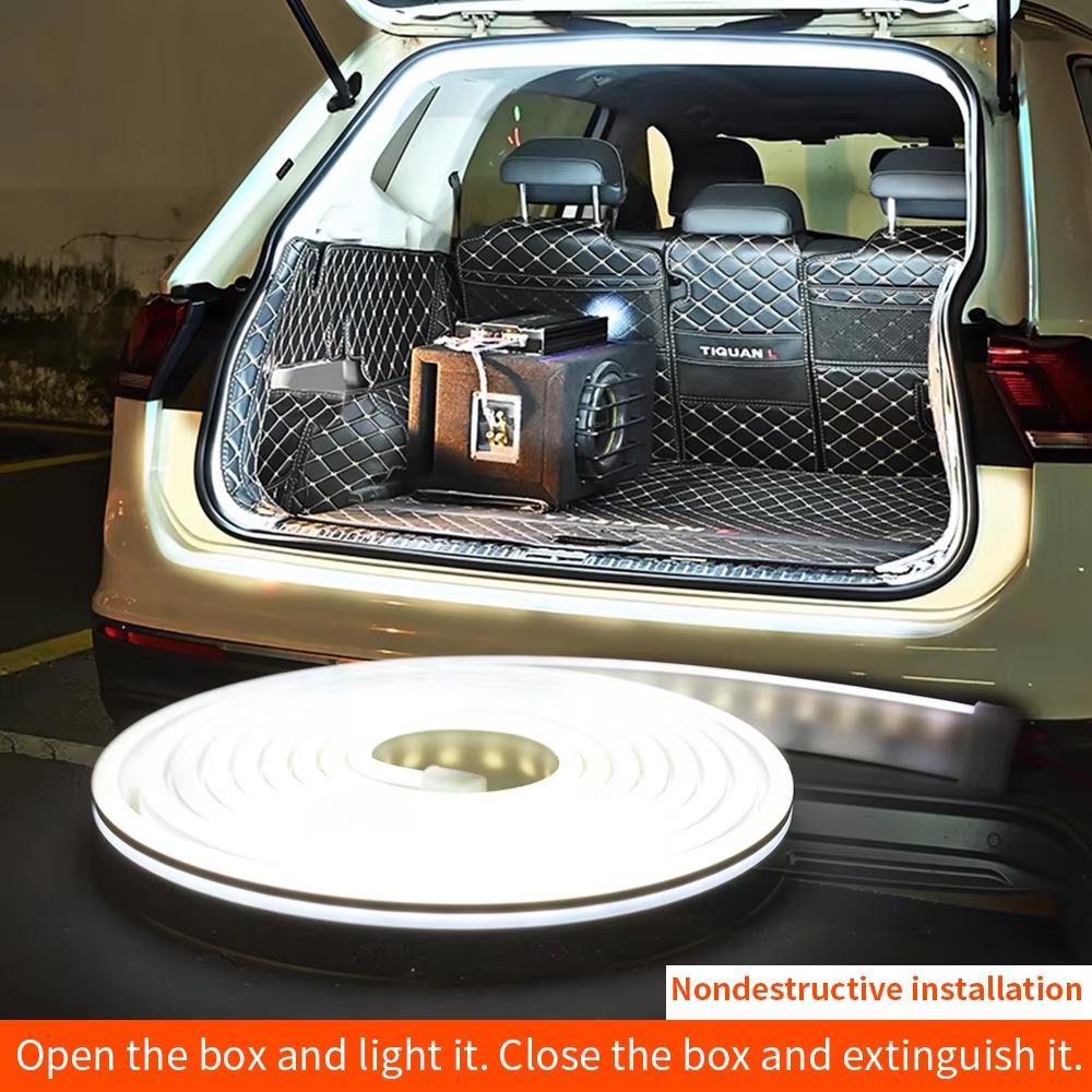 2m/4m Car Trunk Light Strip Flexible PVC Soft Led Light Strip Hidden Trunk Automatic Induction Lamp Universal for Suv/Mpv/Sedan