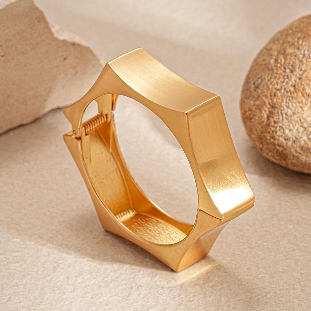 Hexagon Cuff Bangles Zinc Zinc Alloy Metal Exaggerated Bracelet Temperament Wide Open Bangle  Gift