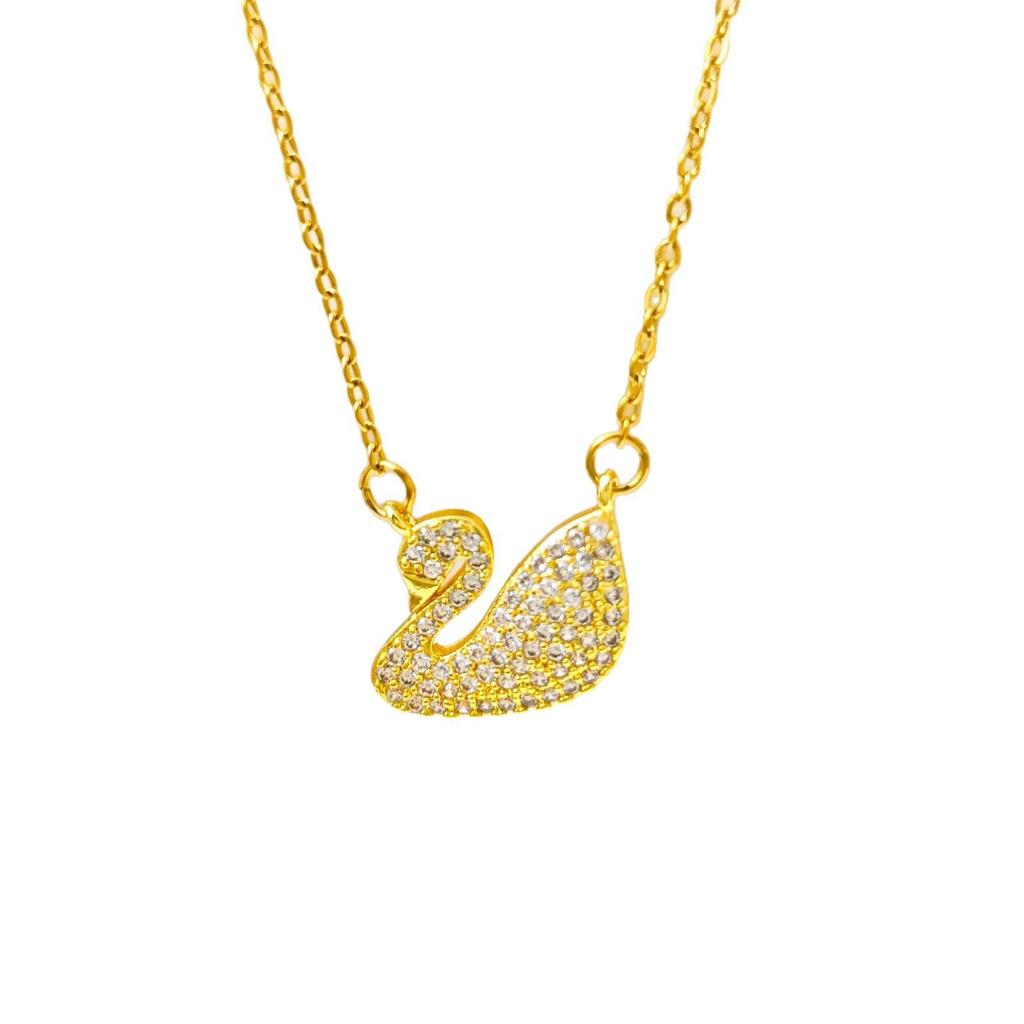 Classic Full Diamond Swan Necklace for Women, Elegant Zirconia Choker, Versatile Titanium Steel Clavicle Chain.