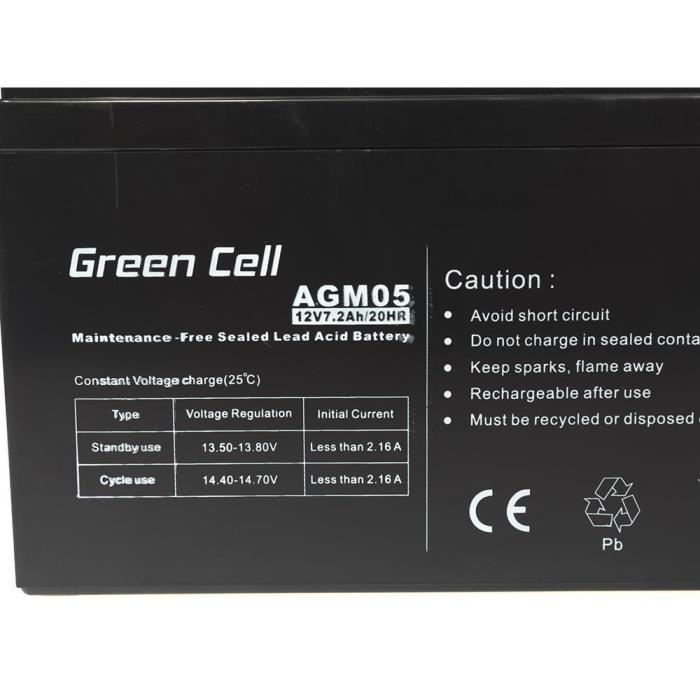 Akumulator zasilający AGM VRLA Green Cell 12V 7.2Ah