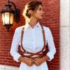 Brown Leather Harness Women Body Chest Strap – Adjustable Fashion Accessories