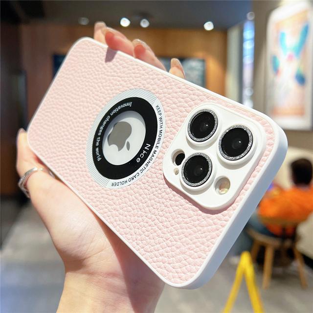 

Роскошный магнитный чехол из овчины для Magsafe для Iphone 14 13 12 11 Pro Max Plus, бампер с отверстием для беспроводной зарядки и логотипом For iPhone 14 Plus