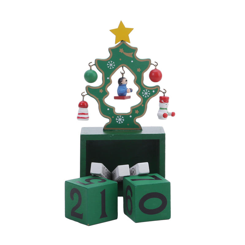 Creative Wood Desktop Calendar Ornament Perpetual Calendar Blocks Present for Christmas Decor