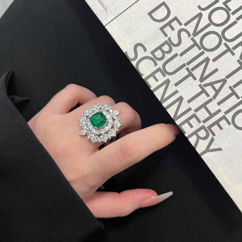 Luxury Gemstone Jewelry Set: Simulated Emerald Necklace, Earrings, and Ring for Women.