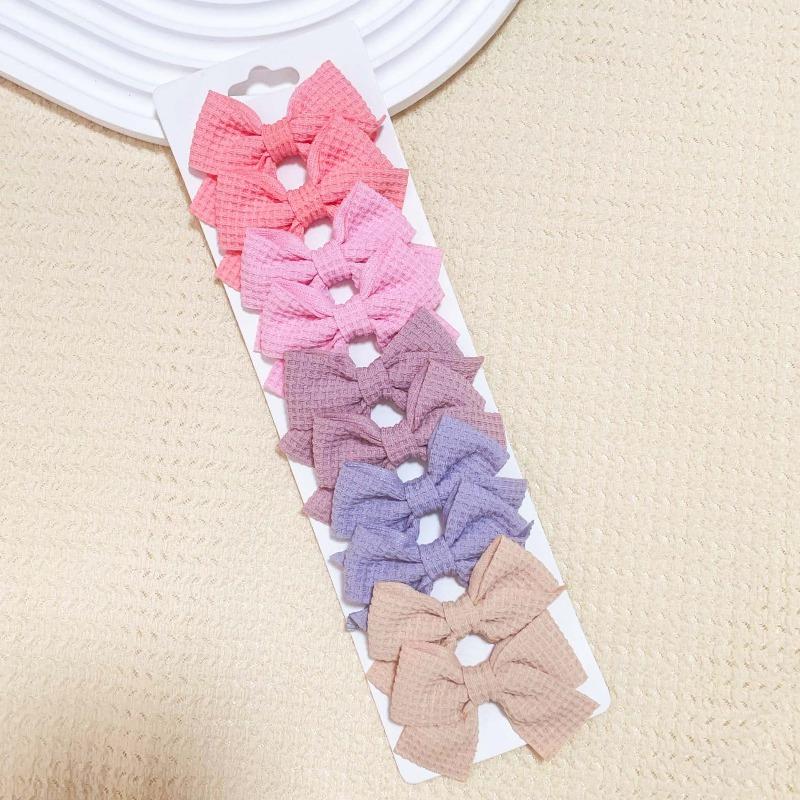 10Pcs/Set Solid Color Ribbon Kids Bows Hair Clips Baby Girls Handmade Bowknot Hairpin MiNi Barrettes Hair Tie Accessories
