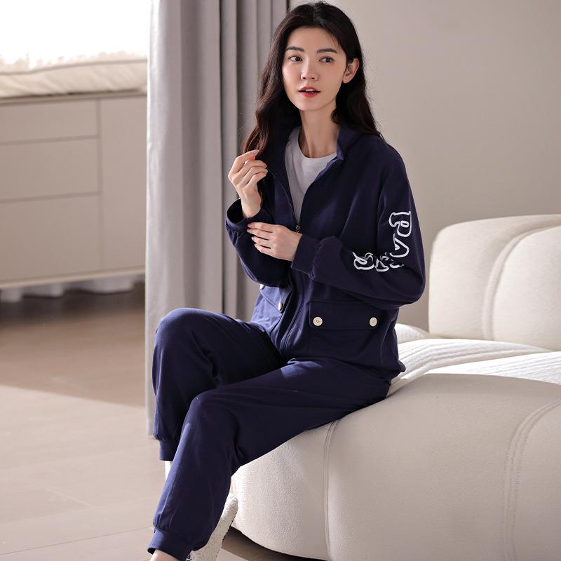Women's Casual Autumn/Winter Pure Cotton Warm Long-Sleeve Two-Piece Sports Suit