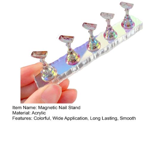 1 Set Decorative Non-Slip Practical Sparkling Magnetic Nail Holder Practice Training Display Stand False Nails Holder