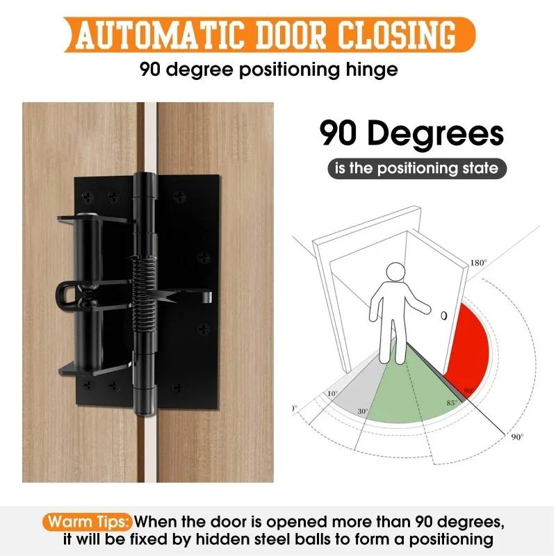 3 In 1 Automatic Self Closing Door Hinges with Positioning 90 Degrees Integrates Spring Hinge Door Closer and Door Stopper