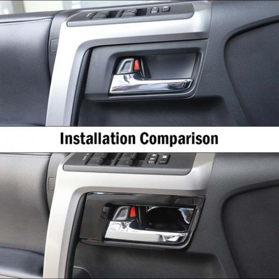Matte Black Interior Car Door Handle Bowl Frame Cover Decoration for 4Runner 10+