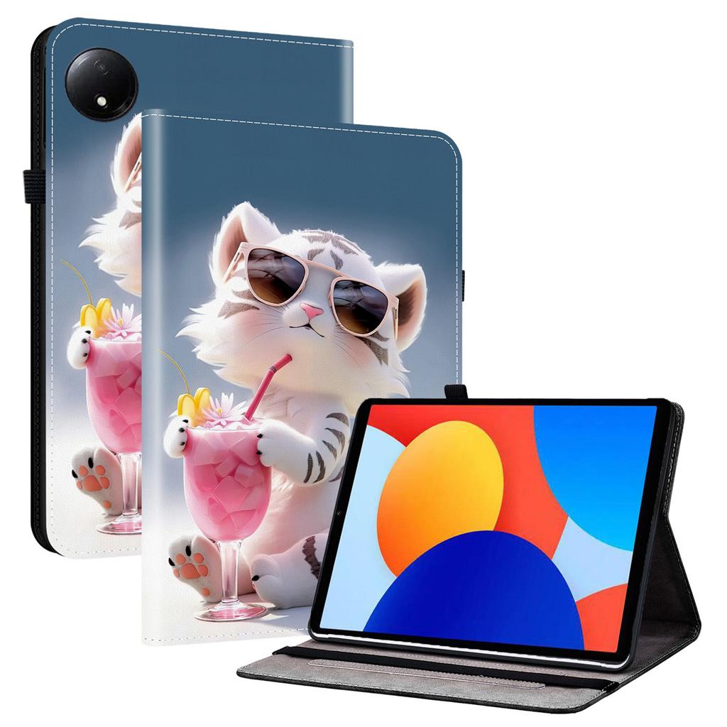 Für Xiaomi Redmi Pad SE 4G 8,7 Zoll Lederhülle Muster bedruckt Ständer Tablet-Hülle mit Kartenfächern