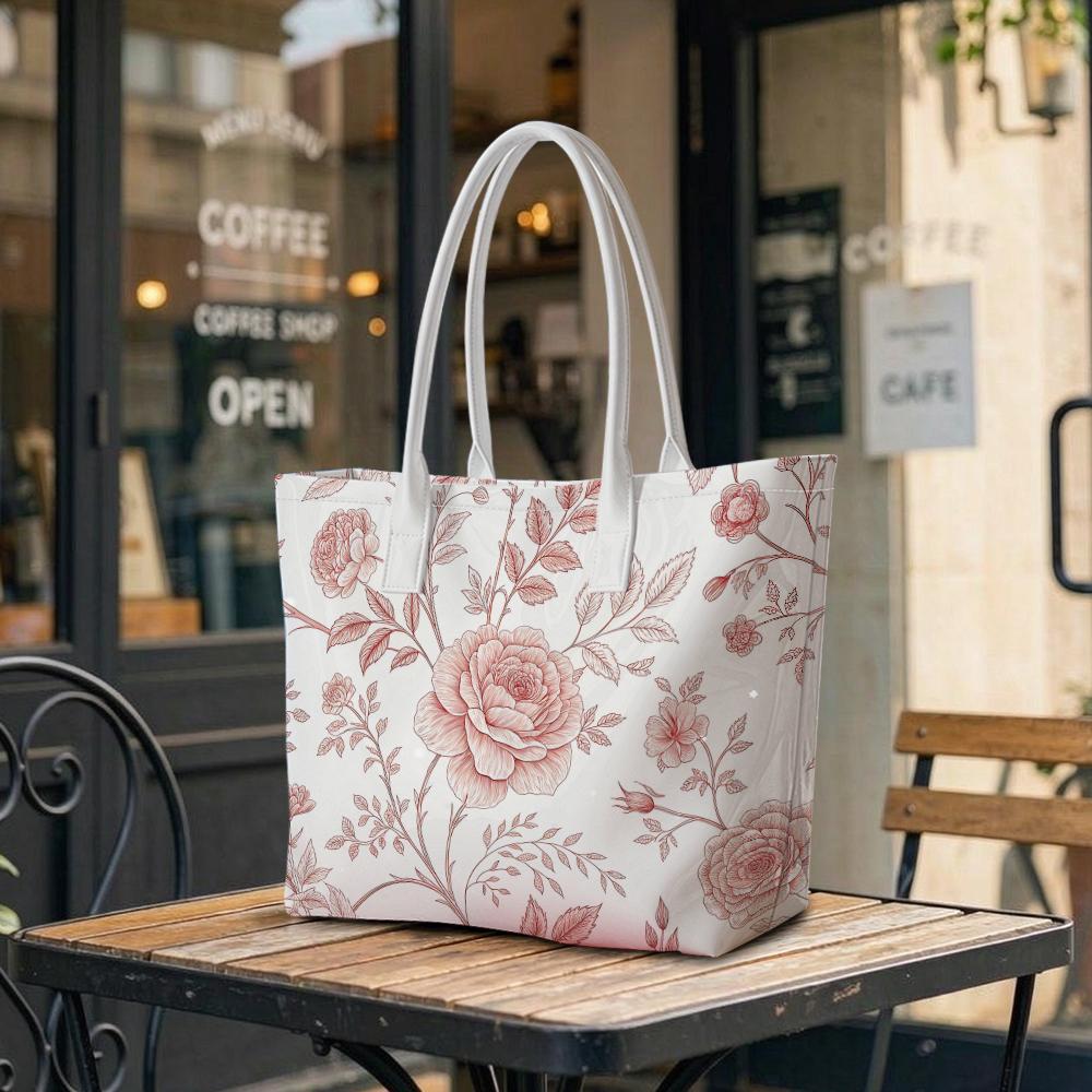 Elegant Floral Print Shoulder Bag Casual Large Capacity Daily Tote Bag For Women