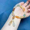 Gold Silk Jade Multi-Treasure Gourd Bracelet: Simple, Versatile, Fashionable, and Exquisite Unisex Strand.