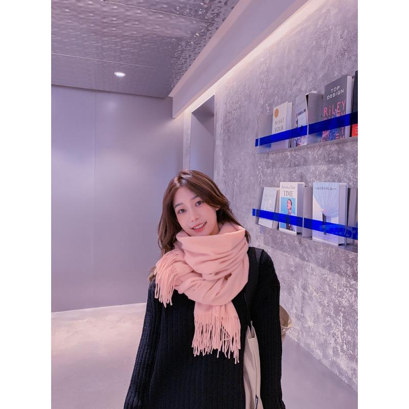 Scarf Women's Autumn and Winter New Wool Cashmere Scarf Versatile Men's Shawl Dual Purpose Solid Color Scarf