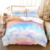 Rainbow Duvet Cover Twin Queen Kawaii Clouds Star Dream Castle Print Comforter Cover Microfiber Cartoon Bedding Set For Boy Girl