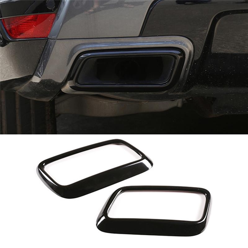 Clear Car Tail Throat Trim For Land Rover Range Rover Sport 2018- Exhaust Tail Pipe Cover Trim Single Frame Parts Gloss Blac