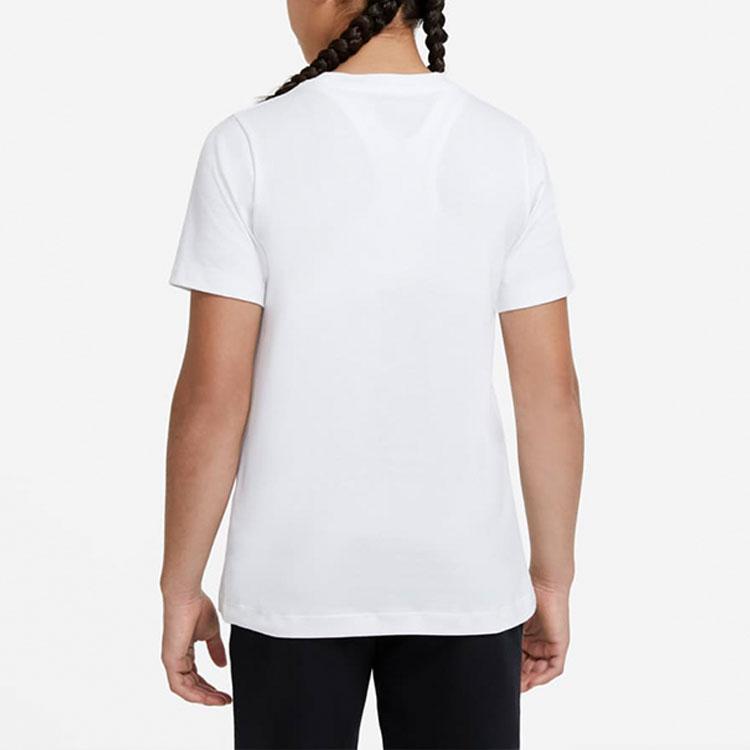 Nike Logo Print Round Neck Short Sleeve T-Shirt Kids Tops White DC7797-100