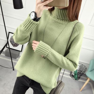 Autumn and Winter Women's Sweater Long Sleeve Bottom Shirt Loose Fresh High Neck Pullover Knit Sweater