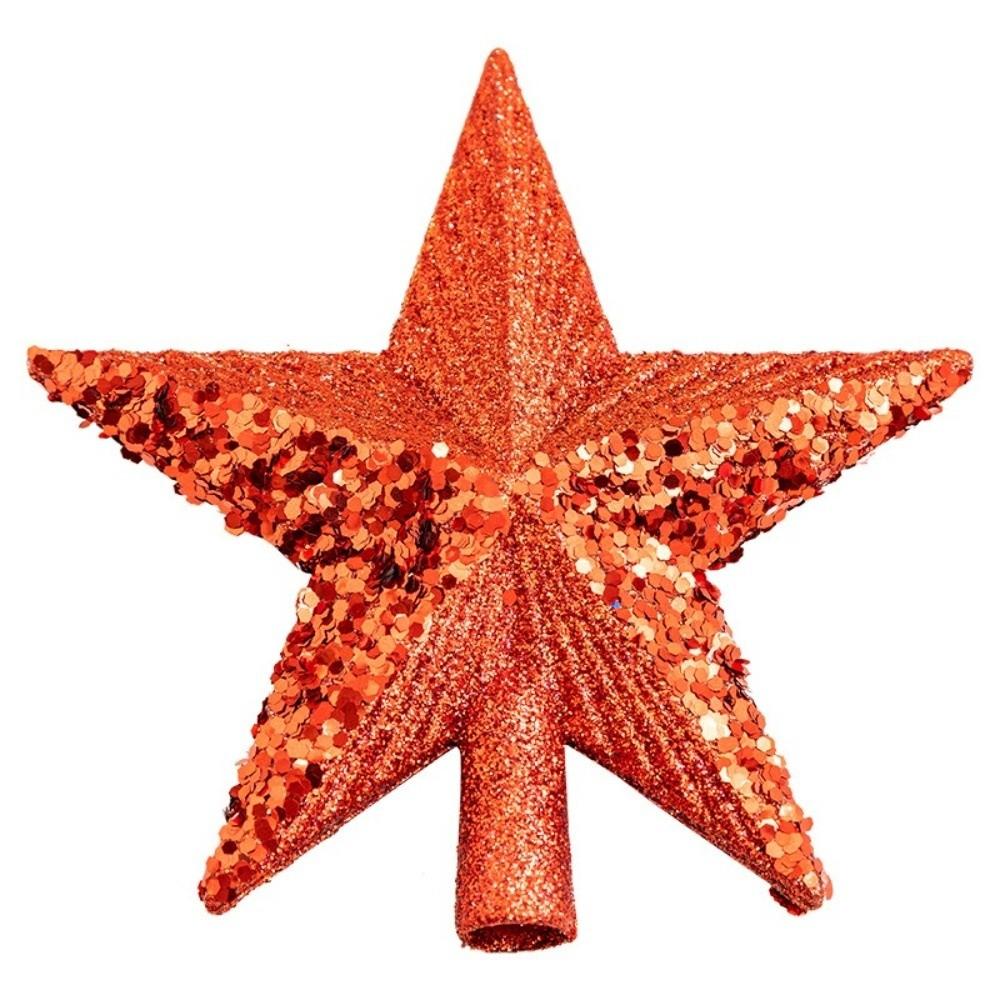 Ny 14 cm Julgransstjärna Plast Flockad Trädtopp Ornament Enfärgad Glänsande Yta Julgranspynt Festdekoration