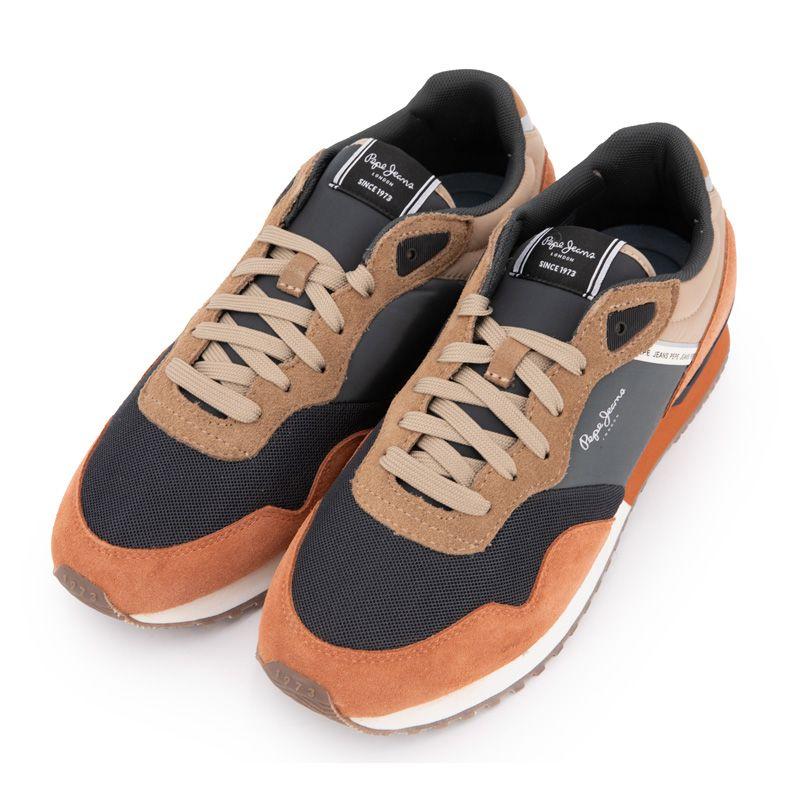 Baskets cuir london grade camel lacets beiges Homme PEPE JEANS