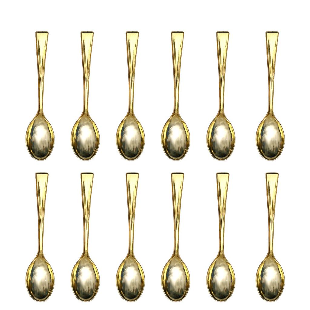 72PCS Plastic Disposable Golden Mini Spoon Set Plastic Imitate Metal Flatware for Barbecue Party Picnic