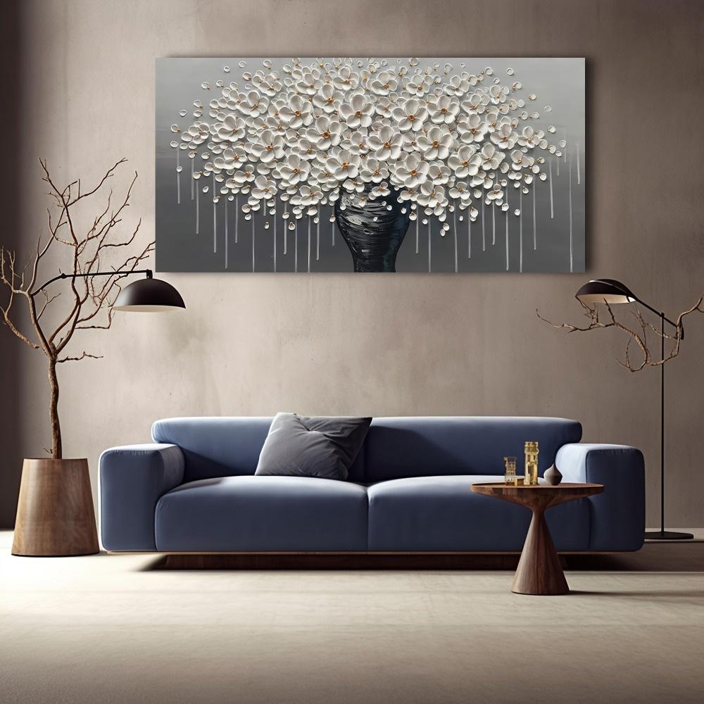 Nordic Luxury Floral Tree Posters and Prints Wall Picture Modern Abstract White Flower Picture Canvas Painting for Gallery Home Decor