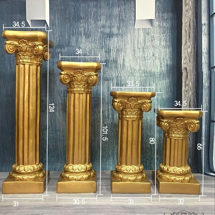 Wedding Gold Roman Column Flower Stand – European Stripe Trophy Fiberglass Décor