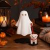 3D Printed Dog-Walking Ghost Decor Ornaments Creative Halloween Decorations Cute Funny Ghost Figurine Holiday Party Scenes