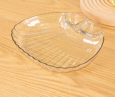 

1PC Dumpling Dish Seashell Shaped Fried Chicken Reusable French Fries Serving Platter Tray With Sauce Compartment For Kitchen білий