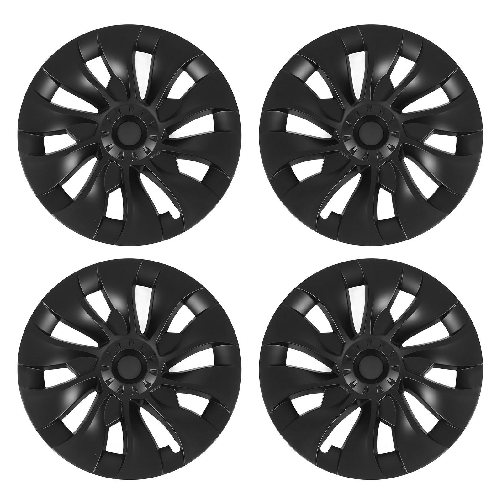 4PCS Wheel Hub Cap Strong Power Powerful Protection Wheel Rim Cover Replacement For Tesla Model 3 2017‑2023 Matte Black colore nero opaco