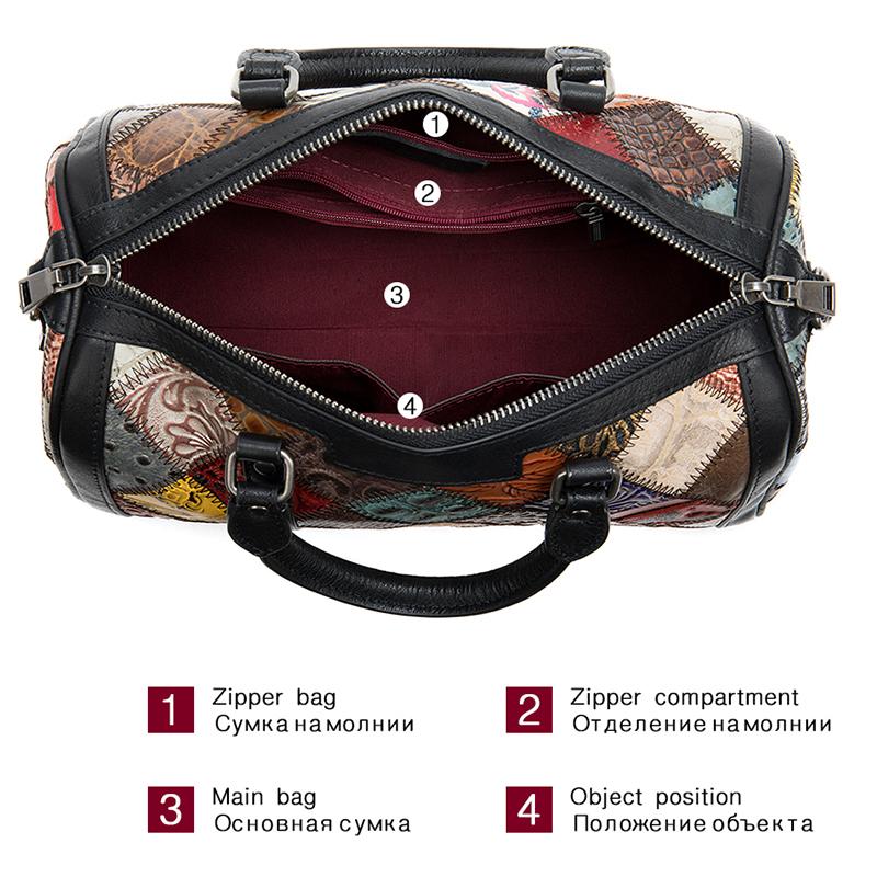 Genuine Leather Women Handbags Ins kroea fashion patchwork handbags colorful Bohemia style women totes ladies hand bag