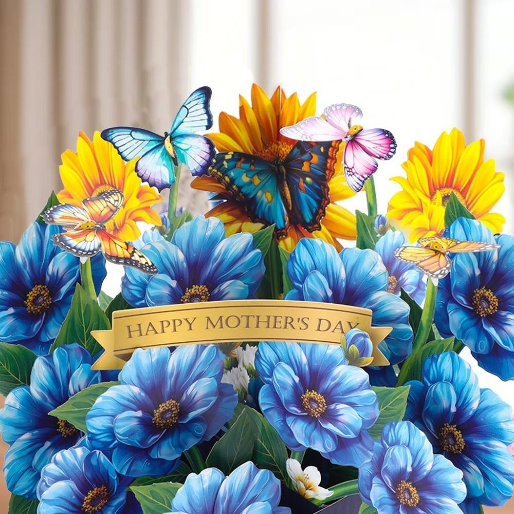 New 3D Pop-up Style 3D Greeting Card Romantic Creative Paper Pop Up Card Handmade Flower Blessing Card Valentine's Day