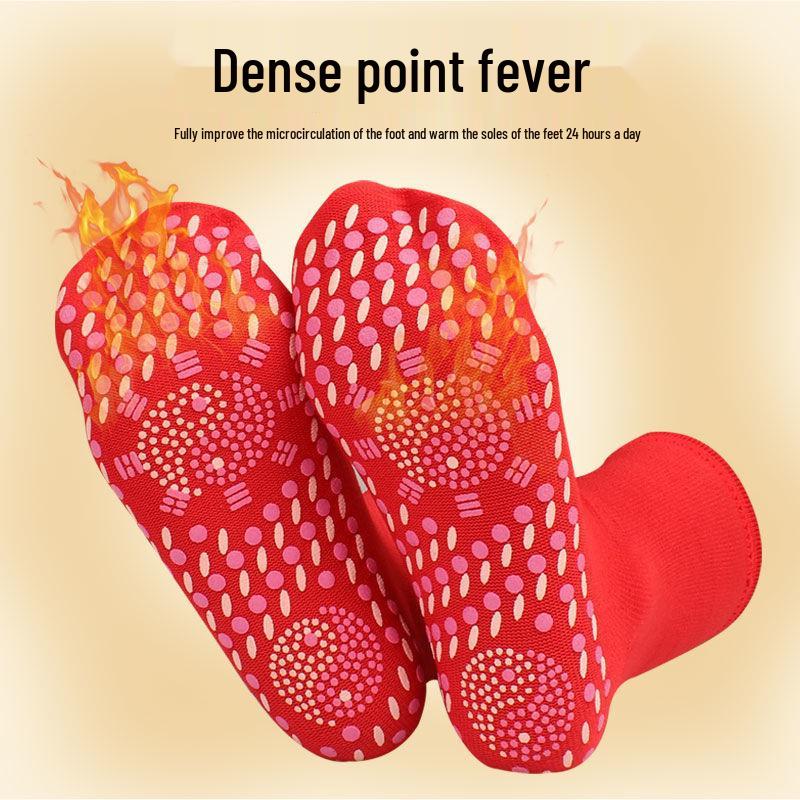 Self-Heating Tourmaline Massage Socks - Cold-Resistant, Warm, Sweat-Absorbing Cotton Mid-Tube Socks for Health Care.