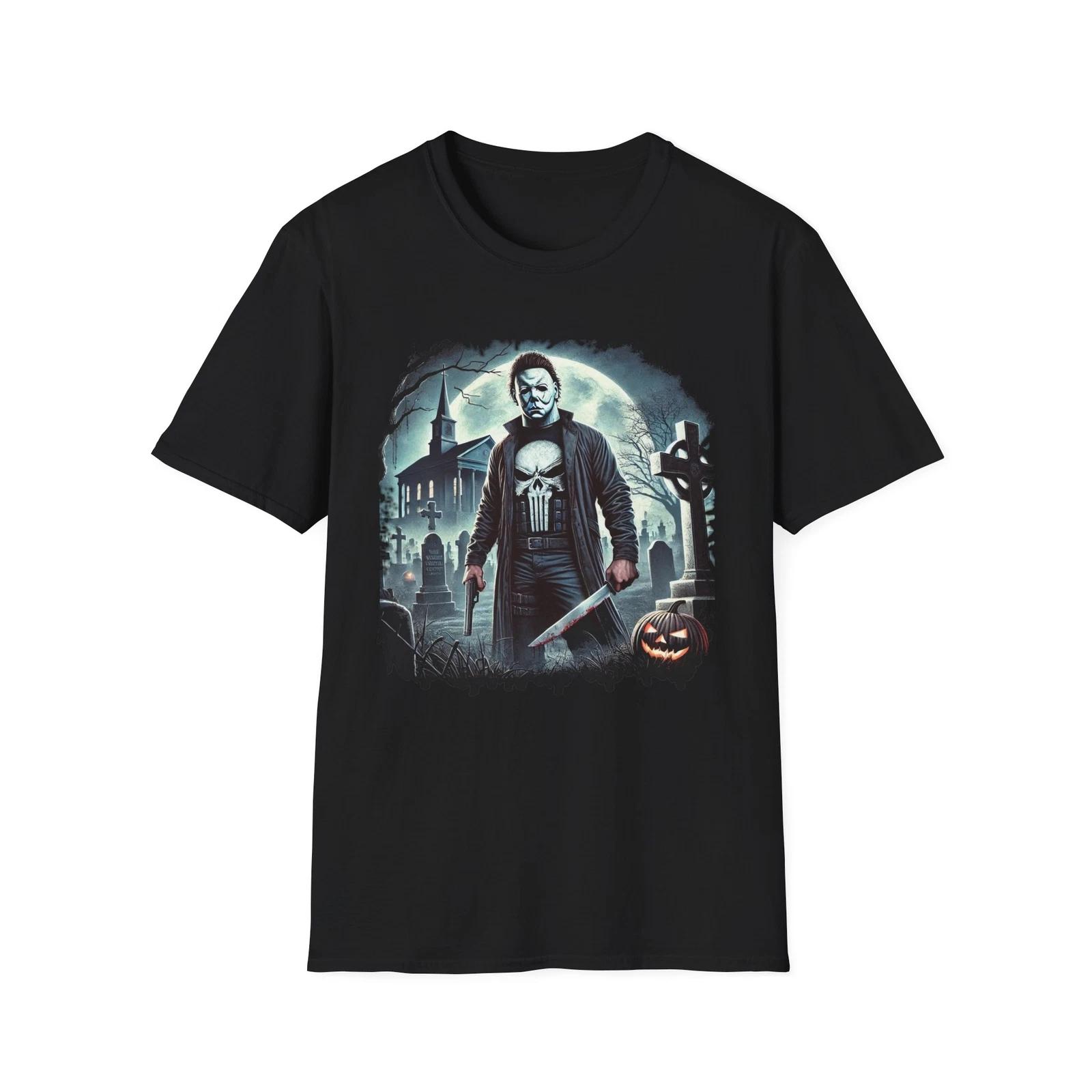 Michael Myers x Punisher Mashup T-Shirt – Silent Slayer Meets Vigilante Justice XXL