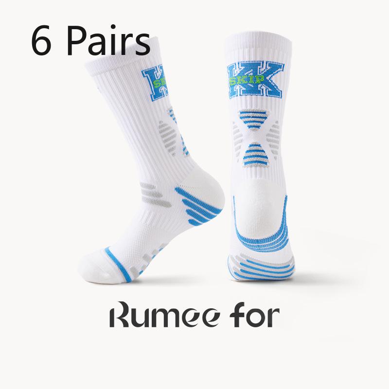 

6 пар мужских толстых полотенечных высоких носков для бега и баскетбола 6 Pairs синий/белый