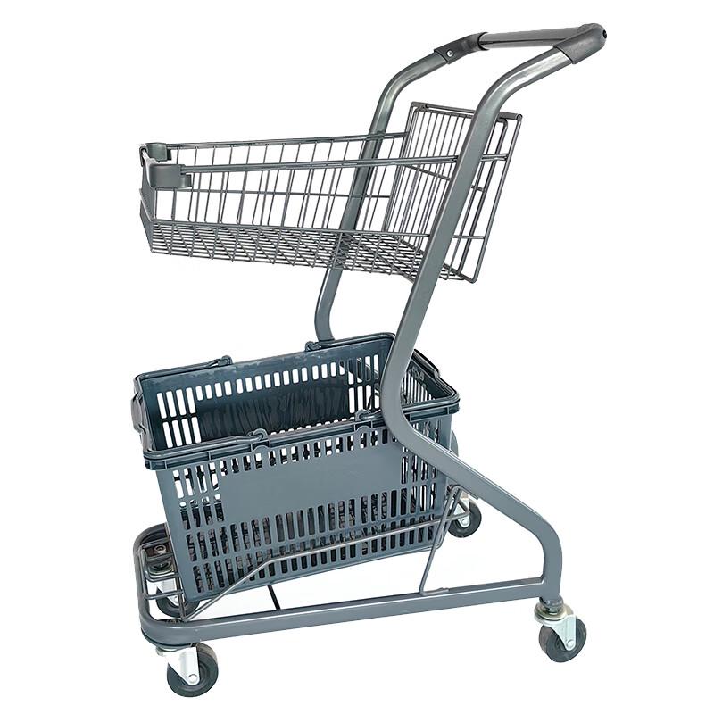 Multi-functional Double-Layer Supermarket Shopping Cart