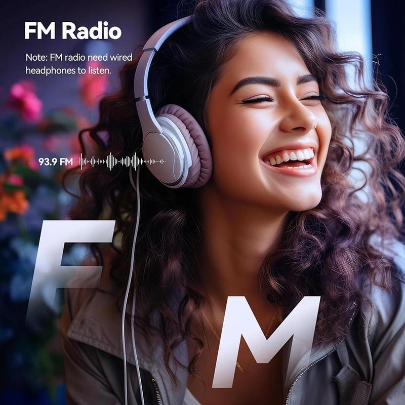 MP3 Player with Bluetooth 5.4 HiFi Speaker Voice Recorder 2.01in Screen Multi Functional Portable Music Players Type C Charging