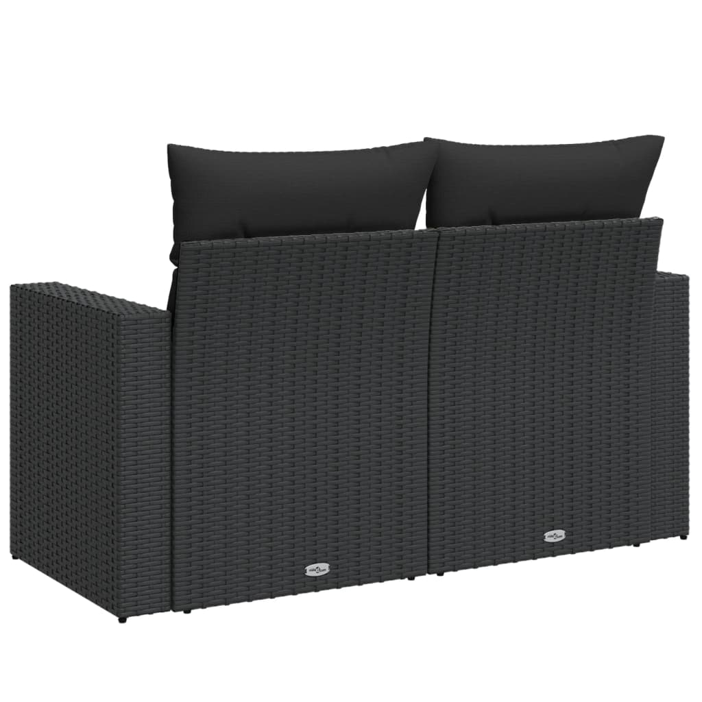 Vidaxl Sofa Ogrodowa Z Poduszkami, 2-Osobowa, Czarna, Polirattan