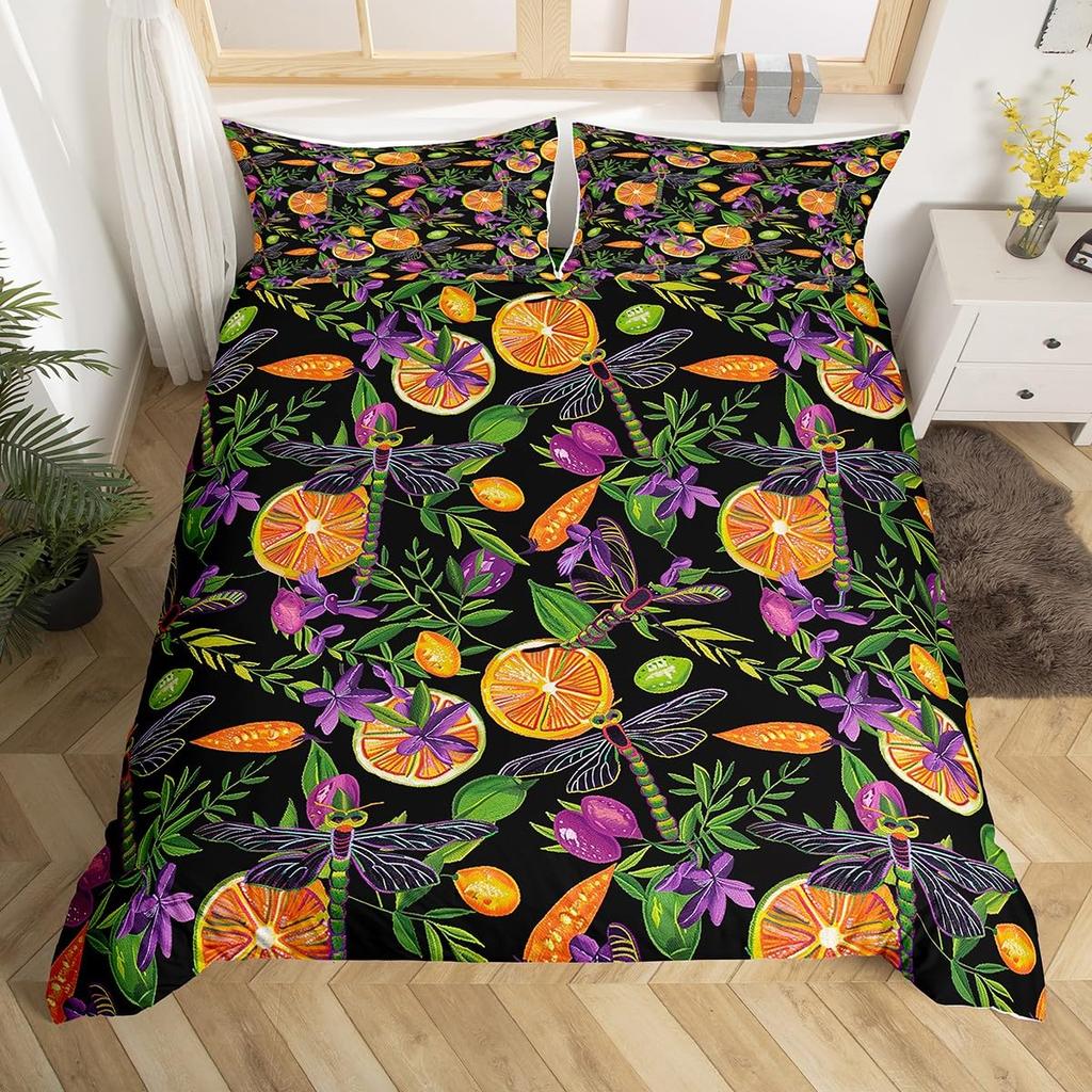 Tropical Fruit Orange Duvet Cover For Kids Teens Lightweight Quilt Covers Bedroom Decor Summer Themed Bedspread Covers No Quilt