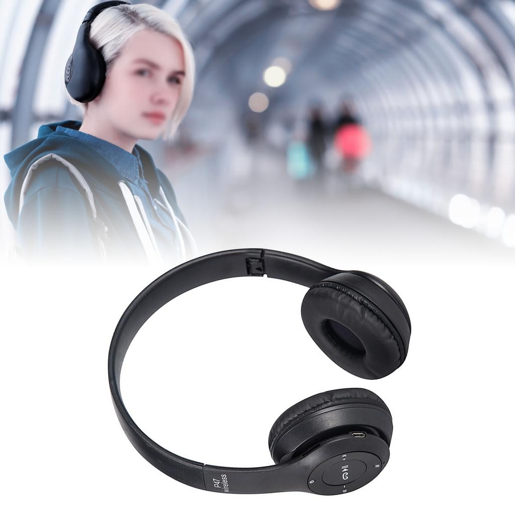 Bluetooth sluchátka Bezdrátová stereo Vložení karty Skládací Náhlavní sluchátka pro hraní Černá