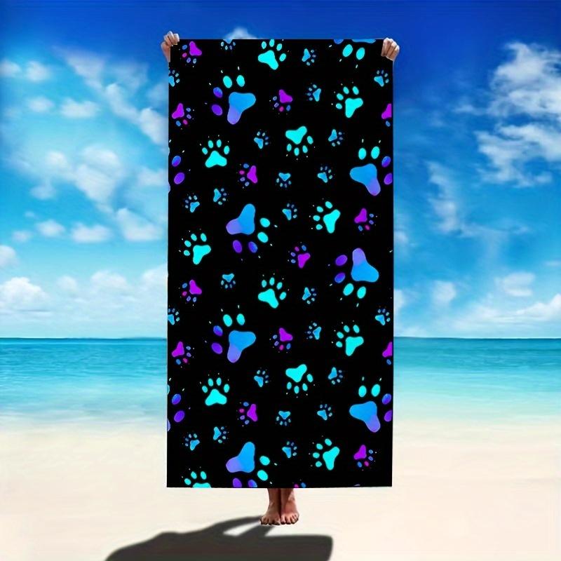 

1PC Modern Polyester Microfiber Beach Towel, Quick Dry Geometric Dog Paw Print Pattern, Soft Knit Fabric Towel for Pool, Bath W30*H60(CM)