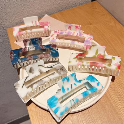 New Korean Fashion Retro Hair Claws Clamp Hollow Geometric Square Flower Pattern Ponytail Hair Grabbing Clips for Women
