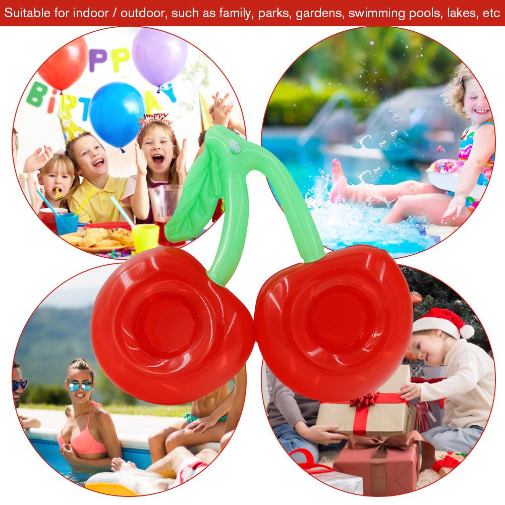 Cartoon Cherry Cup Cushion PVC Water Inflatable Coasters Portable Inflatable Circle Coasters Swimming Pool Party Decor