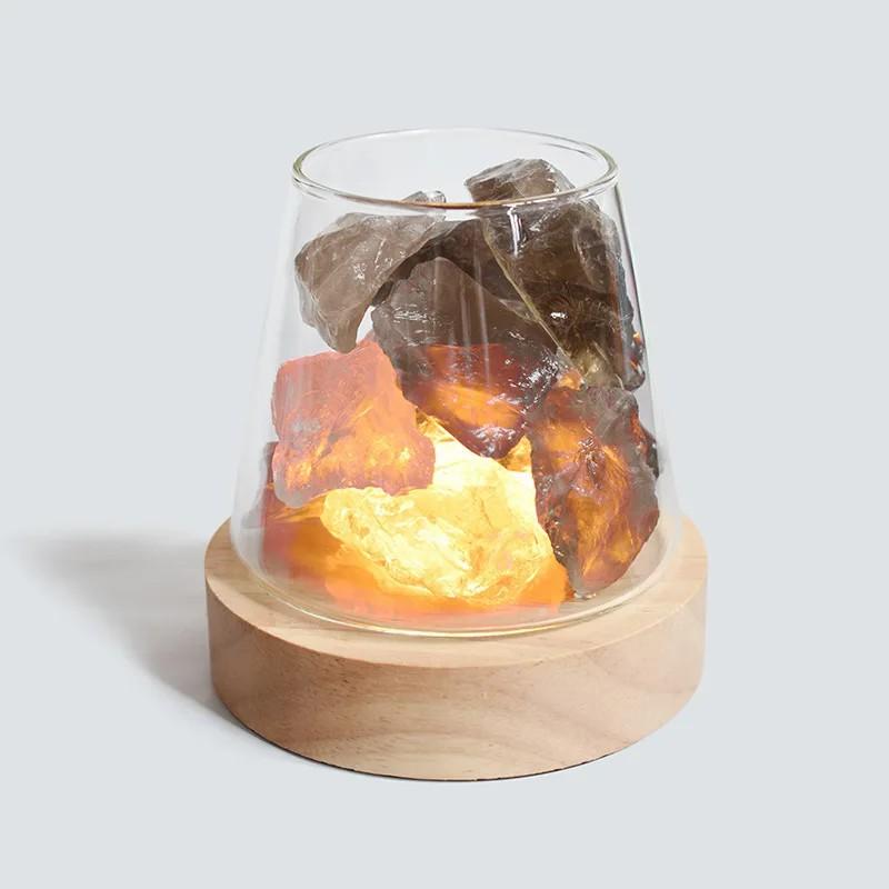 D2 Novelty Natural Himalayan Salt Table Lamp Night Light Natural Raw Stones Crystal Essential Oil Diffuser Light Gift Decor Lamp