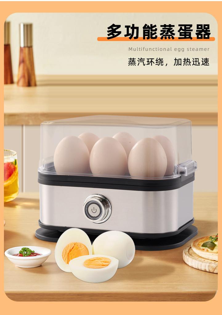 200W Power Eggs Boiler Space Saving Auto Shut-Off Smart Egg Cooker 6 Eggs Capacity Stainless Steel Rapid Egg Cooker